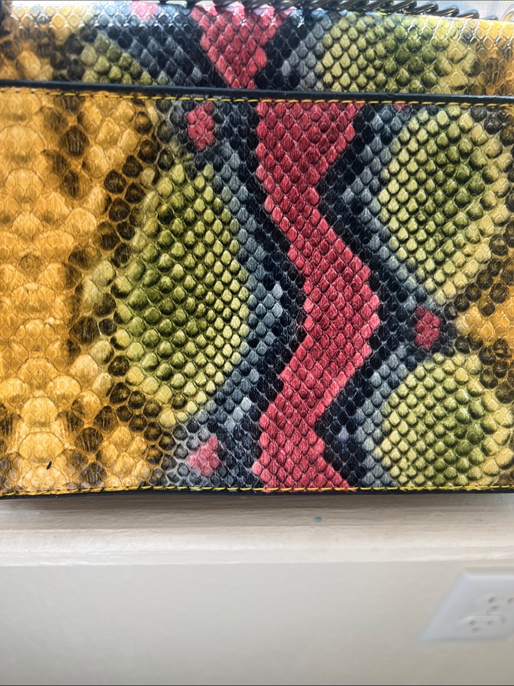 Multicolor Python Snakeskin Print Chain Crossbody Shoulder Bag - Picture 3 of 6
